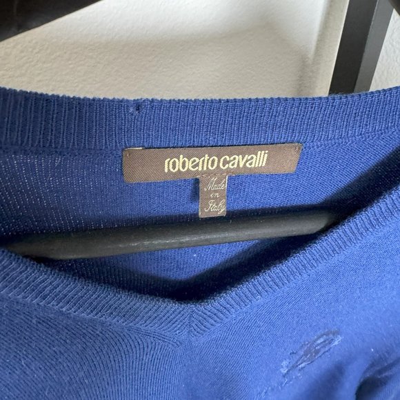 ROBERTO CAVALLI | BLUE MERINO WOOL SWEATER - Picture 2 of 2